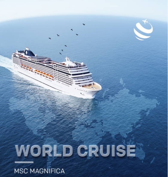 <120日环球之旅>MSC地中海邮轮华丽号 2025环球航线造访世界5大洲、穿越3大洋120日环球之旅